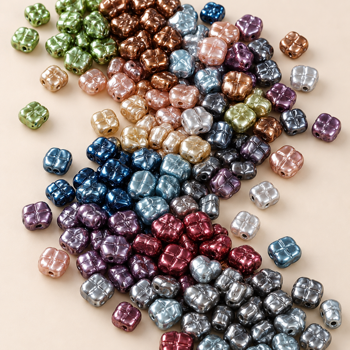 ✨【NEW】Metallic Pearl Clover | Rich Shiny Multicolor Glass Beads For Handmade Jewelry Craft Supplies — original studio product photograph