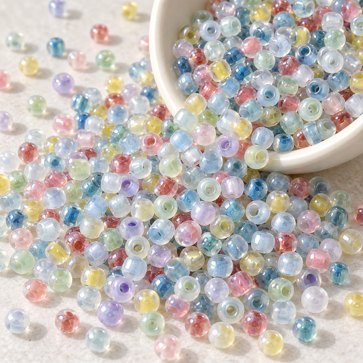 ✨【NEW】2mm Color-Lined Glass Seed Beads Pastel Multicolor for DIY Jewelry Making — original studio product photograph