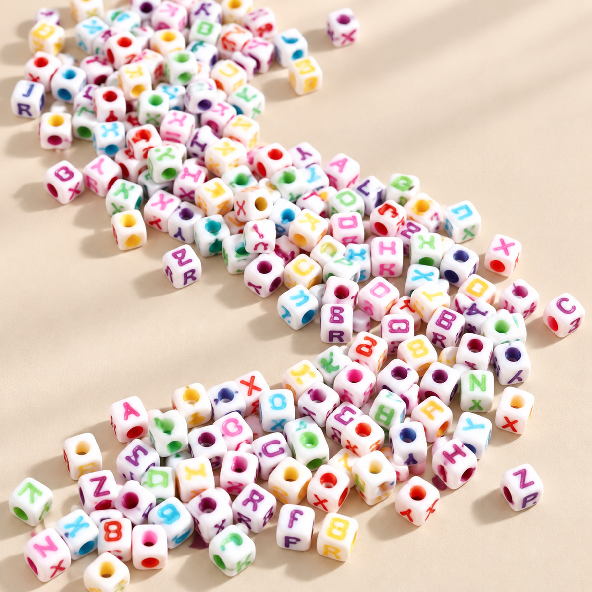 ✨【NEW】Rainbow Letter Cube | Mixed Square Alphabet Cubic Acrylic For Custom Name Bracelet Handmade Ornament Making — original studio product photograph