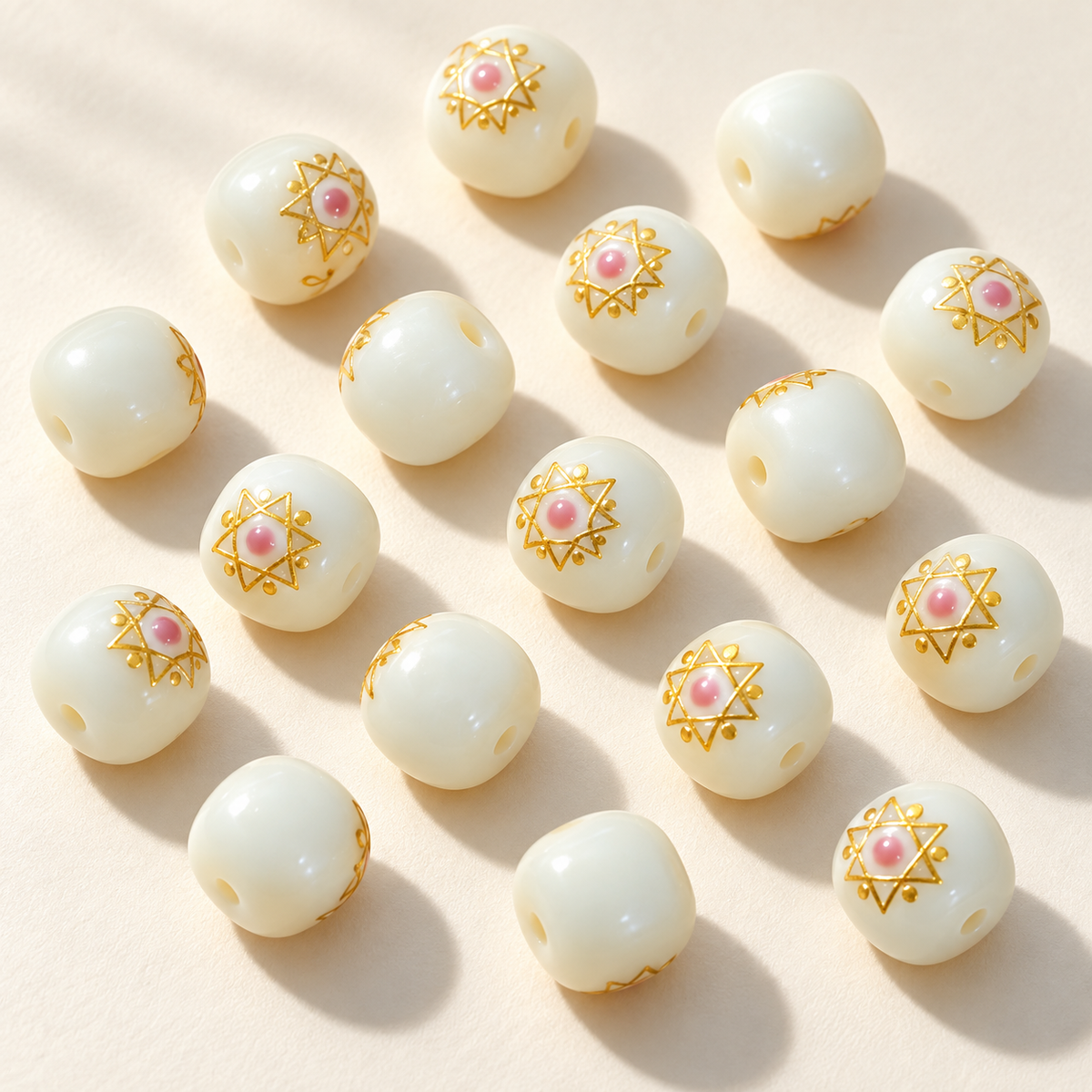 ✨【NEW】Inlaid Opal Barrel Bodhi | 11.5×12mm Rounded‑Square Bodhi Loose Beads for DIY Bracelet Making — original studio product photograph
