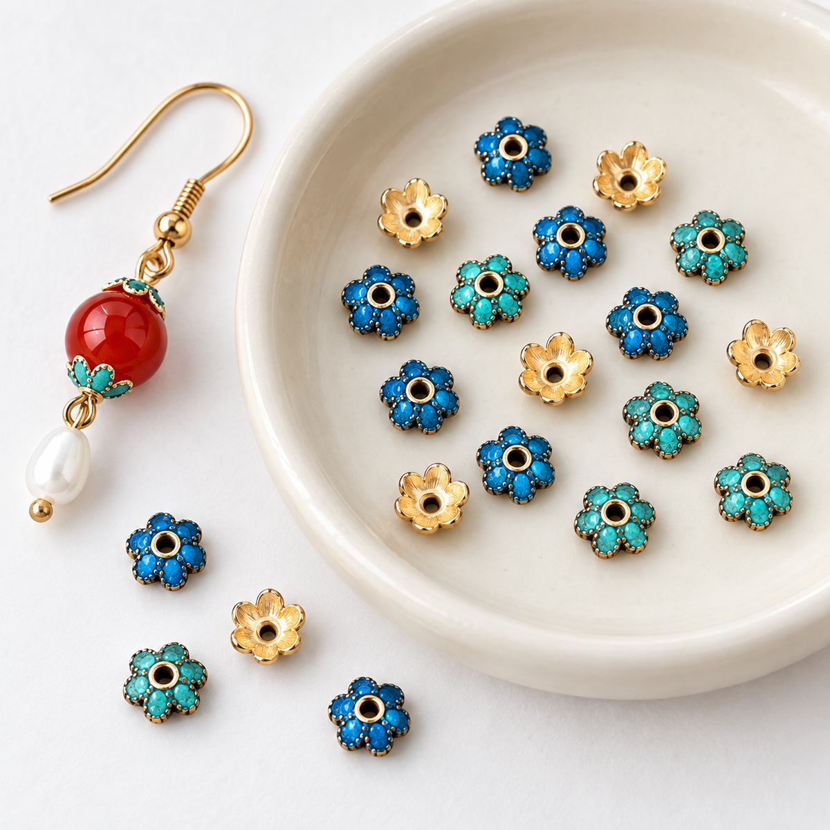 Colored bead caps — original studio product photograph