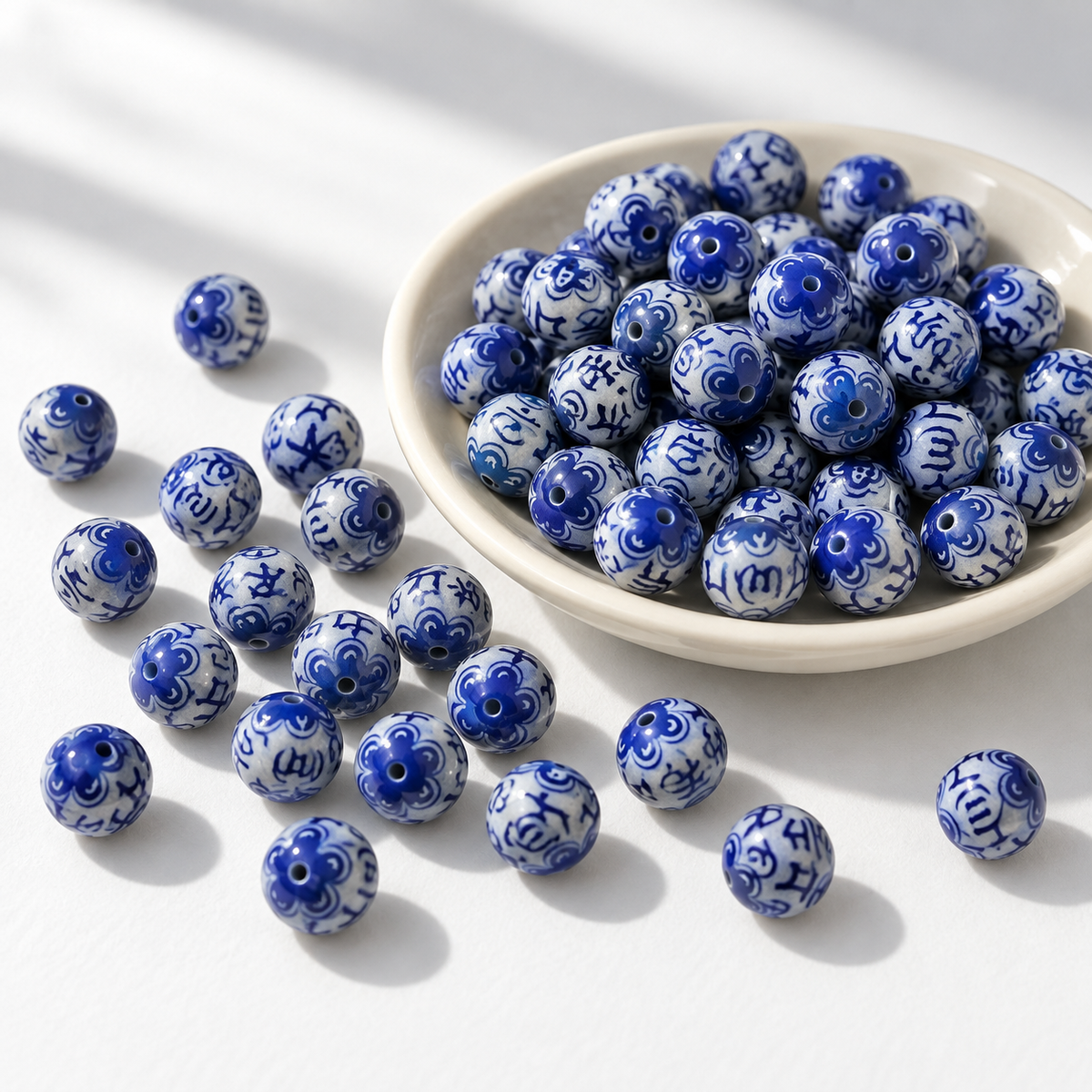 B-Engraved 6 words Bodhi beads — original studio product photograph