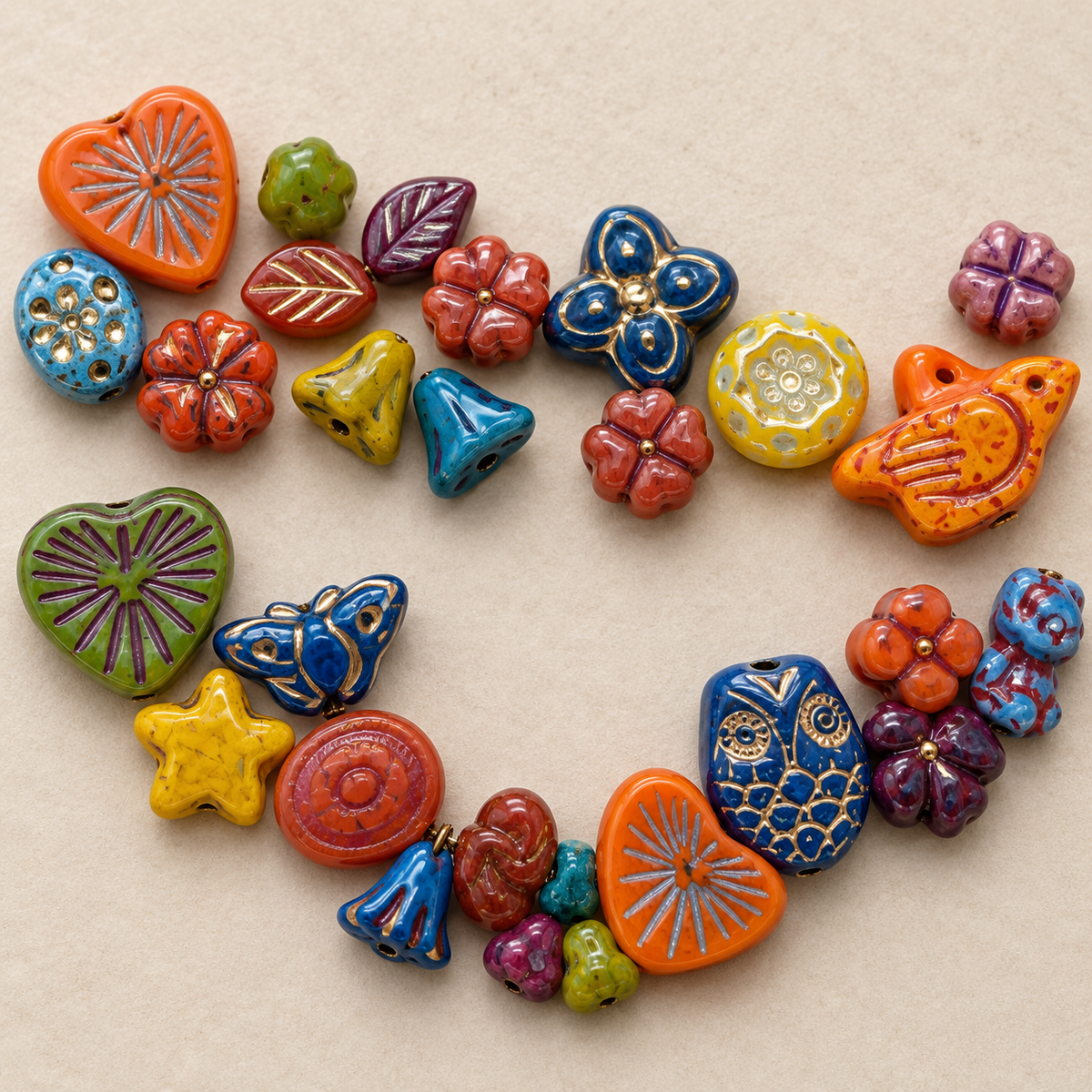 [NEW] Vintage Gold Inlay Czech Glass Beads — original studio product photograph