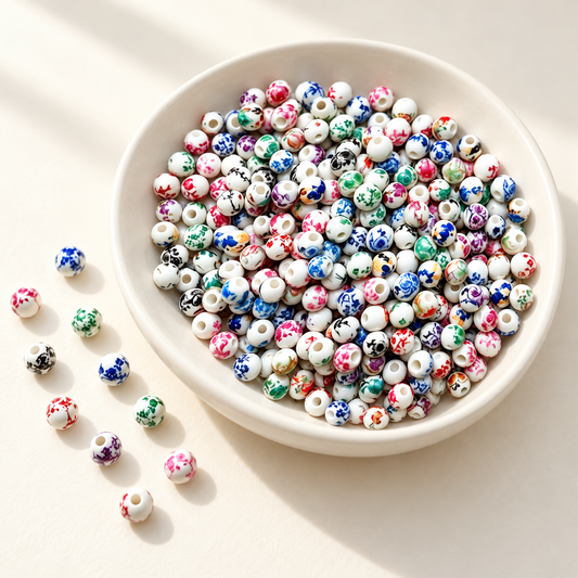 【NEW】Pastel Garden Ceramic Beads — original studio product photograph