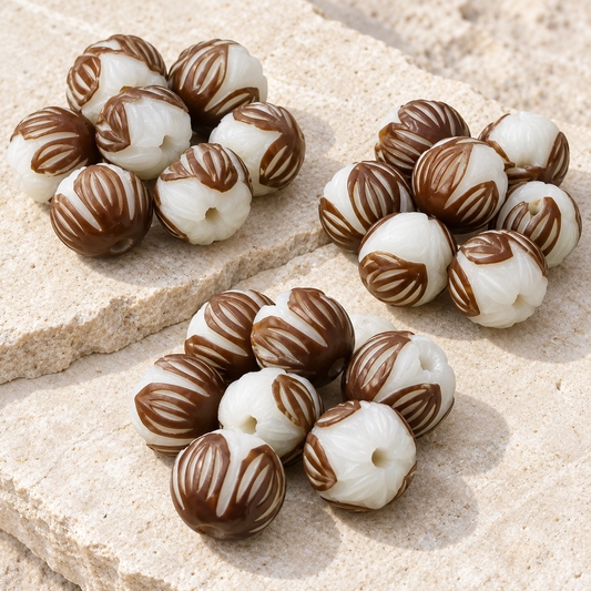 [NEW] Browncap Lotus Raw Skin Bodhi Beads | Hand Carved Natural Seed DIY Jewelry Making Supply — original studio product photograph
