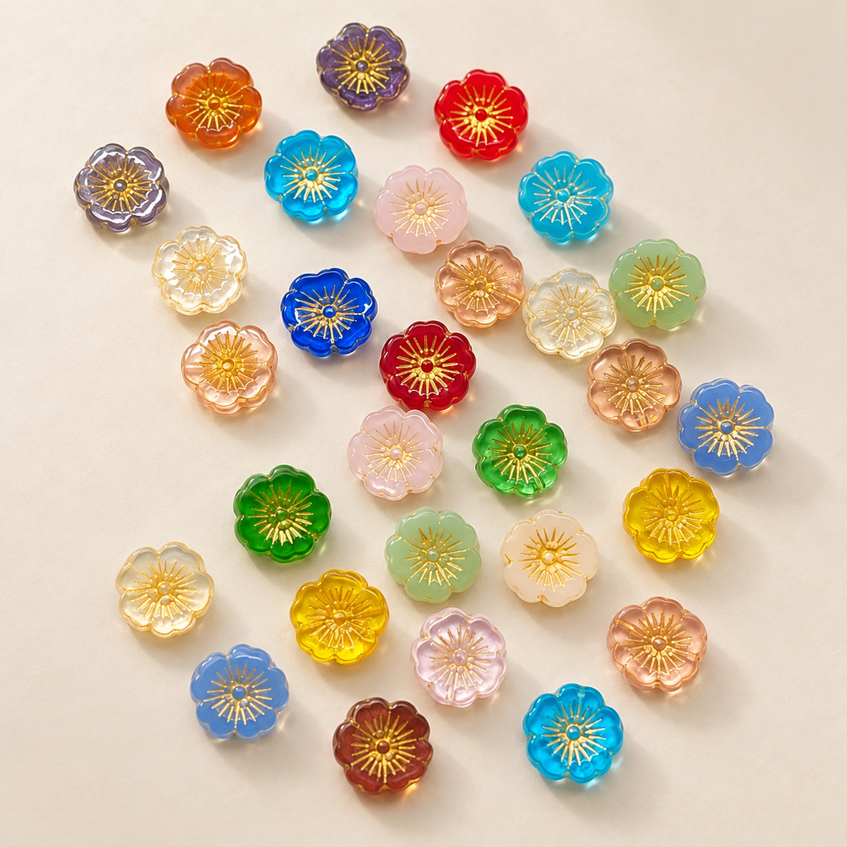 ✨【NEW】Gilded Duo Glass Beads - Gold Inlaid Two-Style Set for DIY Jewelry Making — original studio product photograph