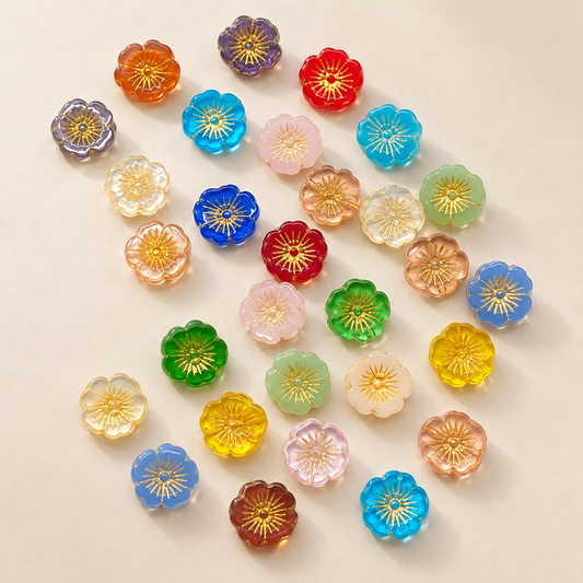 ✨【NEW】Gilded Duo Glass Beads - Gold Inlaid Two-Style Set for DIY Jewelry Making — original studio product photograph