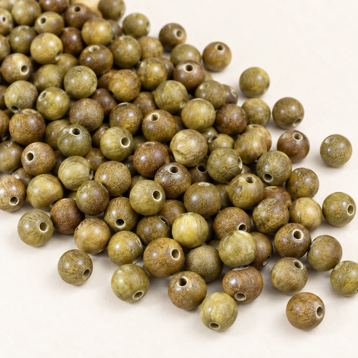 [NEW] 8mm Sandal Moss Natural Green Sandalwood Round Beads, Polished Aromatic Green Sandalwood Loose Beads For DIY Bracelet Mala Jewelry Making — original studio product photograph