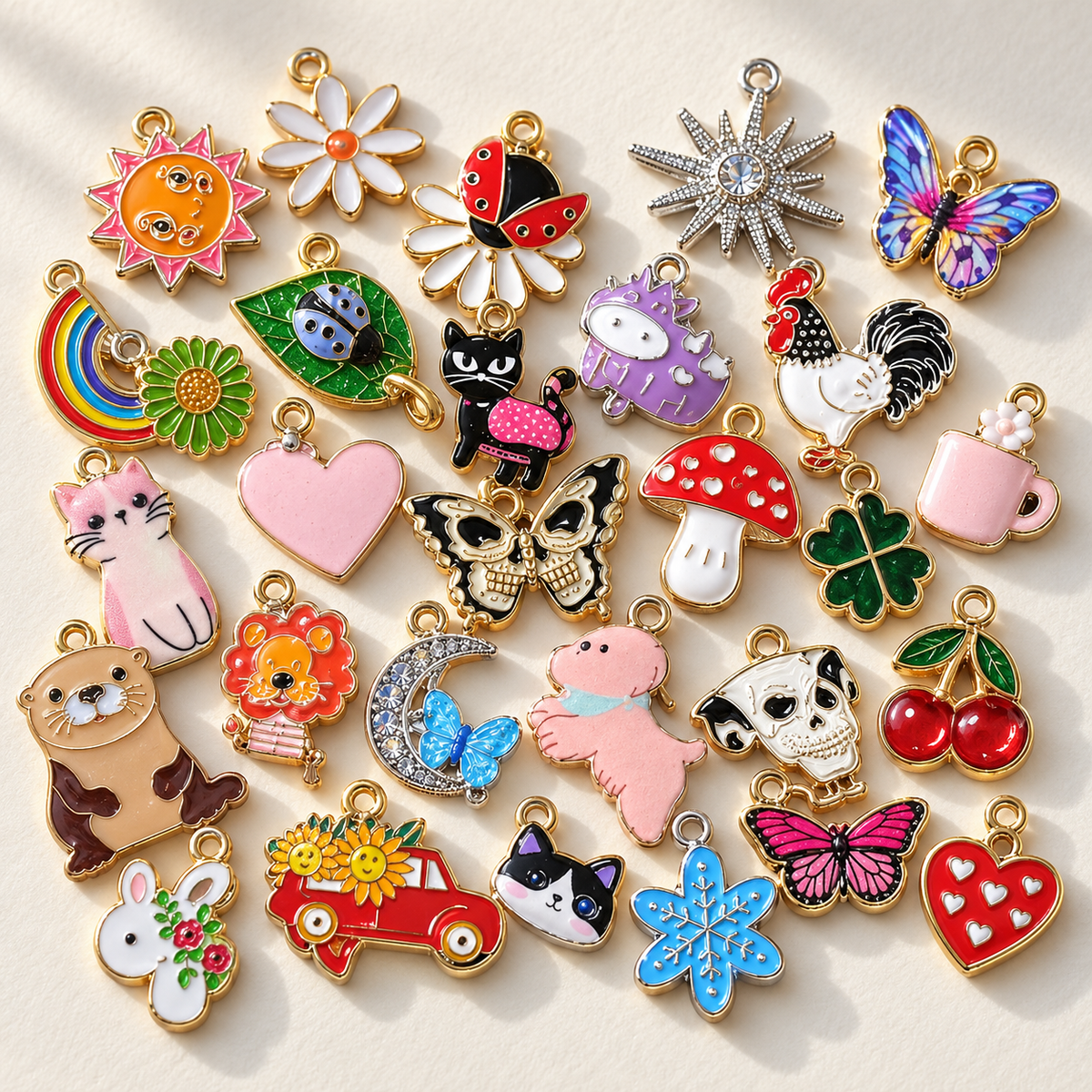 ✨【NEW】Mixed Variety Alloy Charms Bulk | Pre-Drilled Pendants for DIY Bracelet, Keychain & Jewelry Craft Making — original studio product photograph