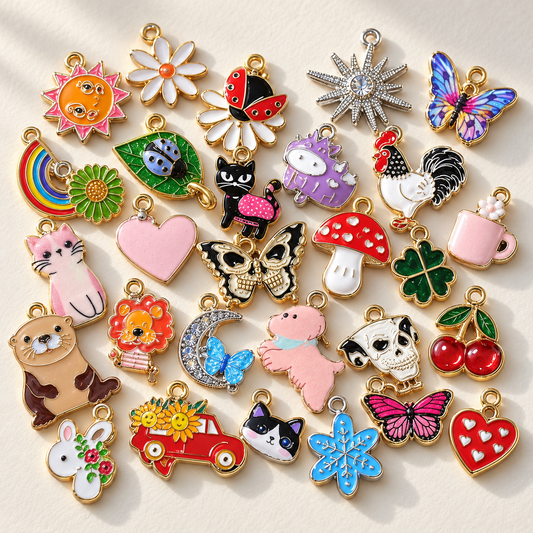 ✨【NEW】Mixed Variety Alloy Charms Bulk | Pre-Drilled Pendants for DIY Bracelet, Keychain & Jewelry Craft Making — original studio product photograph