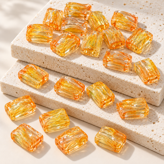 [NEW]Double‑Hole Wavy Rectangle Glass Beads-DIY Handmade Bracelet Necklace Jewelry Making Supplies — original studio product photograph