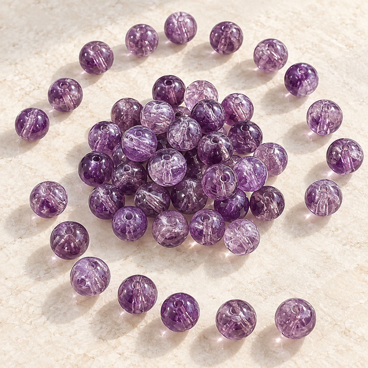 ✨【NEW】8mm Multicolor Wave‑Pattern Glass Round Beads For DIY Jewelry Making — original studio product photograph