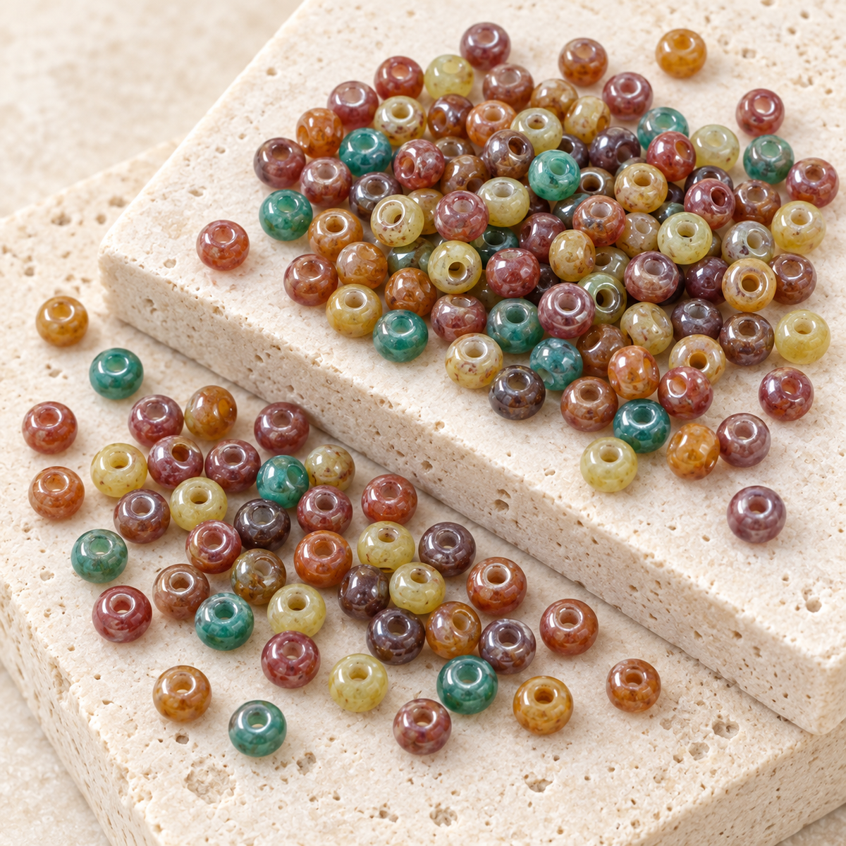 [NEW] Vintage Jelly Donut | Gold Inlay Czech Glass Beads — original studio product photograph