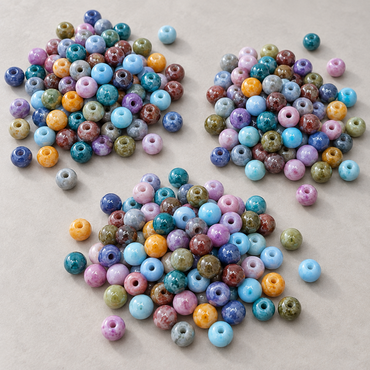 ✨【NEW】6mm Paint Splash Glass Bead Mix DIY Bracelet Making Supplies — original studio product photograph