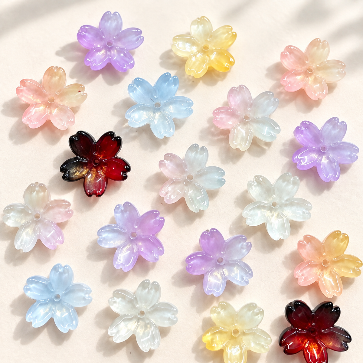 ✨【NEW】Opal Sakura | 20mm Gradient Cherry Blossom Glass Beads For DIY Jewelry — original studio product photograph