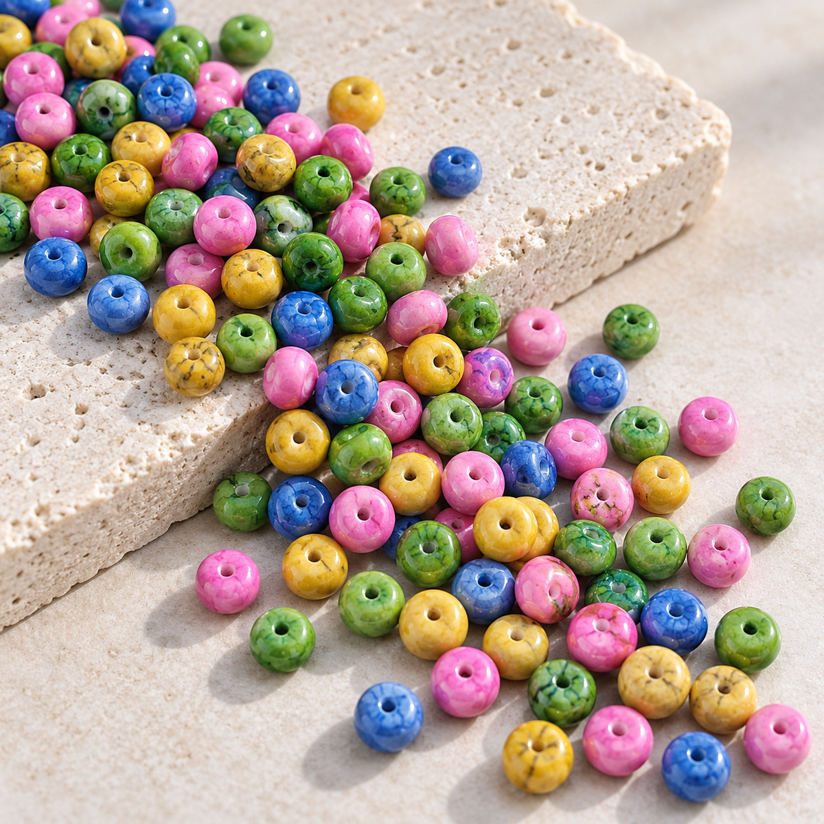 ✨【NEW】Watercolor Jungle | Multicolor Water Dyed Donut Glass Beads For DIY Handmade Jewelry — original studio product photograph