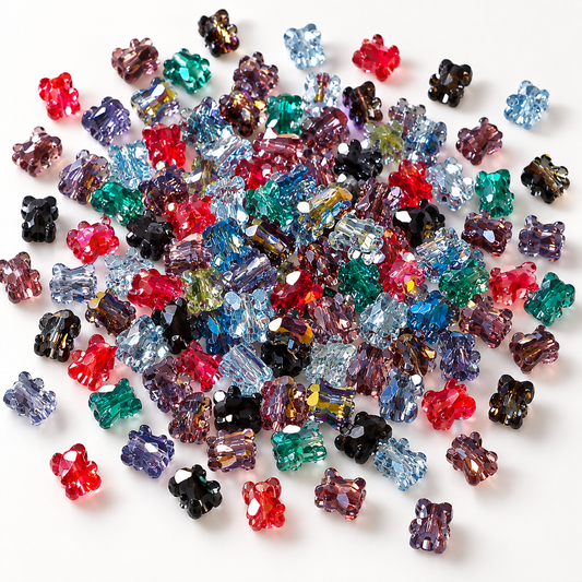 🖤【NEW】Midnight Spark Bear | Faceted Glass Bear Beads For DIY Handmade Jewelry Crafting — original studio product photograph