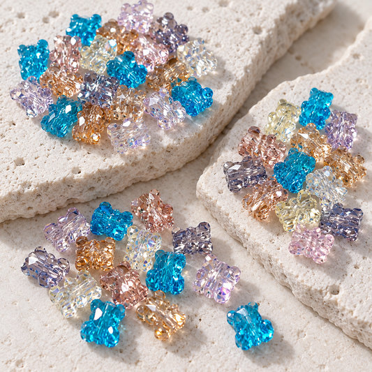 🩶【NEW】Glacial Haze Bear | Faceted Glass Bear Beads For DIY Handmade Jewelry Crafting — original studio product photograph