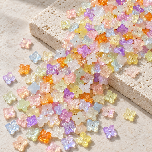 ✨【NEW】Four-Petal Flower | Glass Beads Mix for DIY Jewelry Making — original studio product photograph