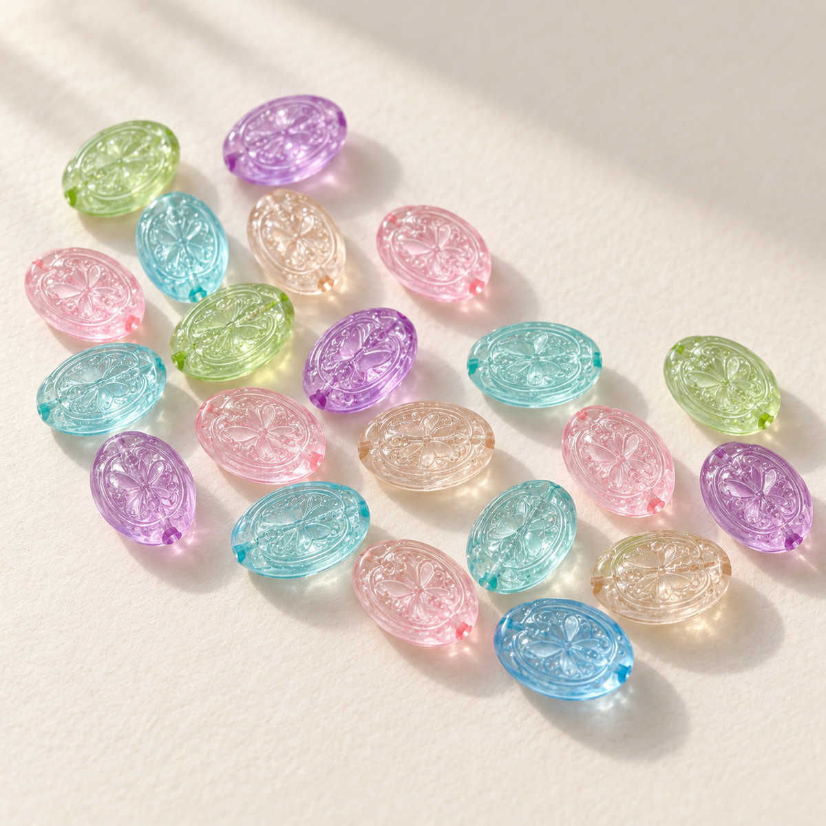 Pastel butterfly medallion glass beads