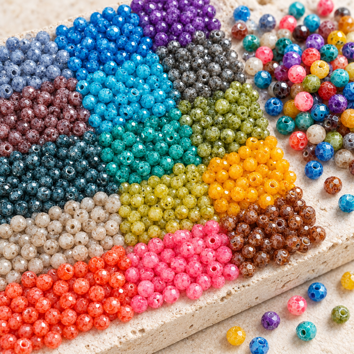 ✨【NEW】Marble MosaicⅡ | 4mm Faceted Veined Glass Beads For DIY Jewelry — original studio product photograph
