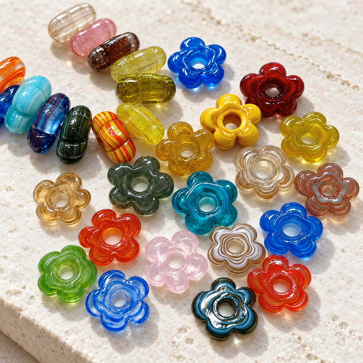 ✨【NEW】Nepal Bloom | Vintage Lampwork Glass Flower Beads For DIY Bracelet Necklace Earring Crafts — original studio product photograph