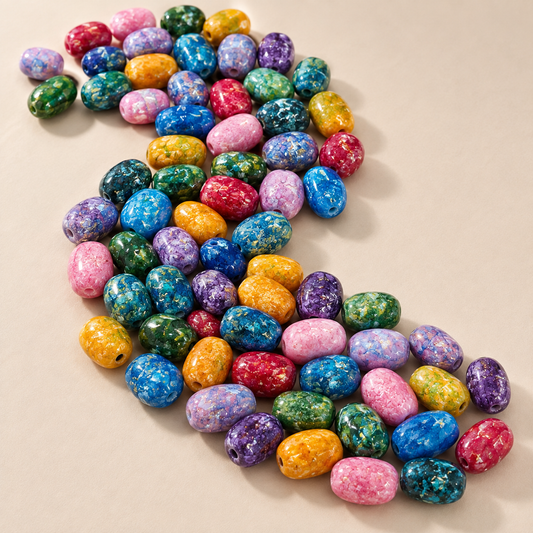 ✨【NEW】Gilded Kaleidoscope | Oval Barrel Oil‑Paint Glass Beads With Gold Glitter For DIY Bracelet Necklace Earring Making — original studio product photograph