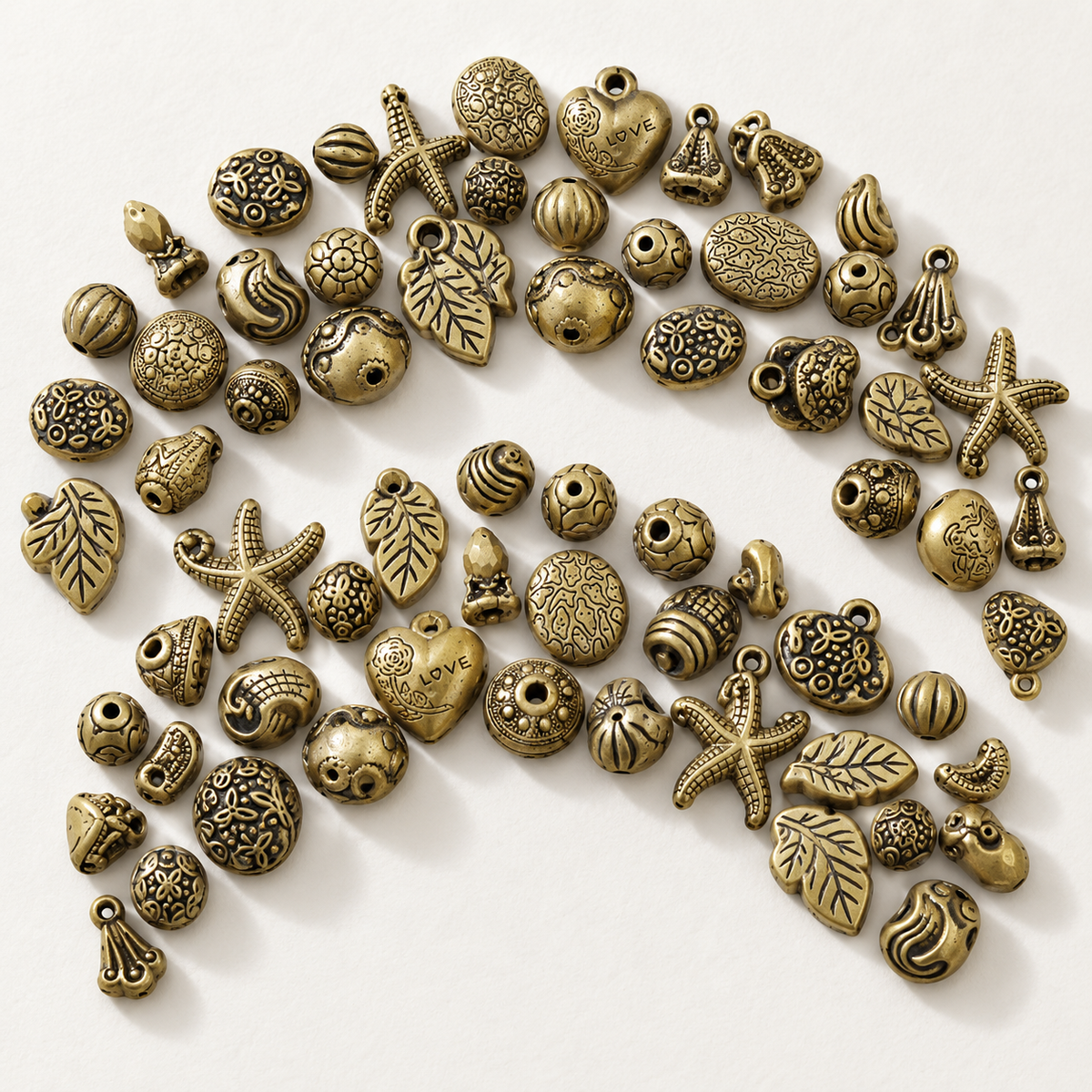 ✨【NEW】Vintage Brass｜Mixed‑Shape Antique‑Tone Acrylic Charms for DIY Jewelry Making — original studio product photograph