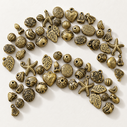 ✨【NEW】Vintage Brass｜Mixed‑Shape Antique‑Tone Acrylic Charms for DIY Jewelry Making — original studio product photograph