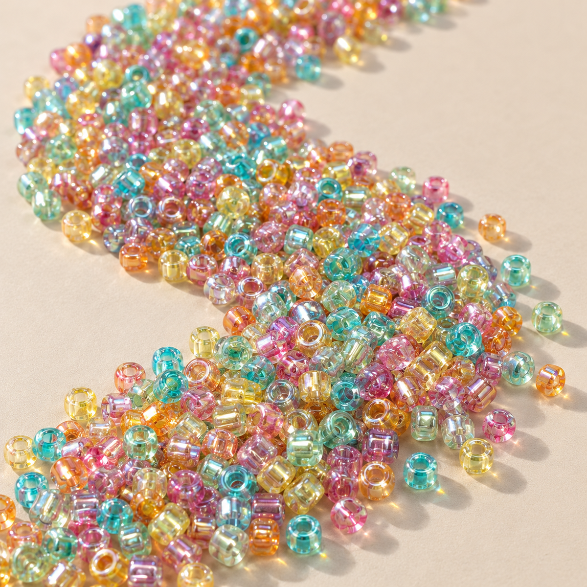 ✨【NEW】1.5mm Iridescent Cylinder | Transparent Tiny Glass Beads for DIY Craft Making — original studio product photograph