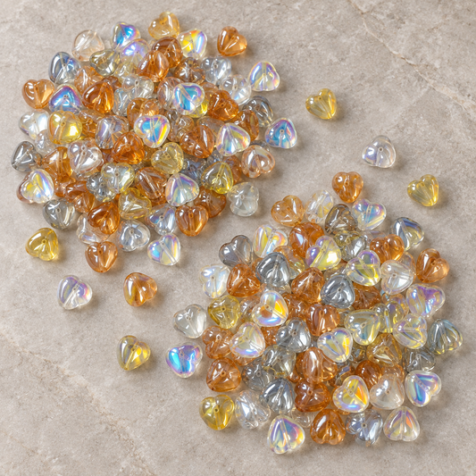 ✨【NEW】Solar Heart | Mixed Aurora Heart Glass Beads for DIY Jewelry Making — original studio product photograph
