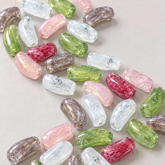 ✨【NEW】Pastel Curved Cube｜Marbled Glass Beads for DIY Jewelry Making — original studio product photograph