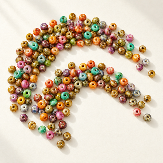 ✨【NEW】Gilded Dreamscape Decorative Glass Beads Multi‑Color Mix ⅡFor DIY Jewelry Making — original studio product photograph