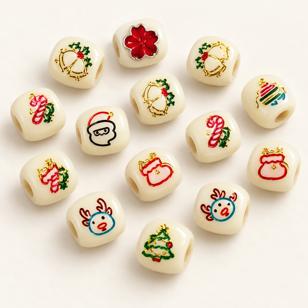 🔔【NEW】13mm Christmas Carved Barrel｜Bodhi Loose Beads for DIY Bracelet Jewelry Making — original studio product photograph