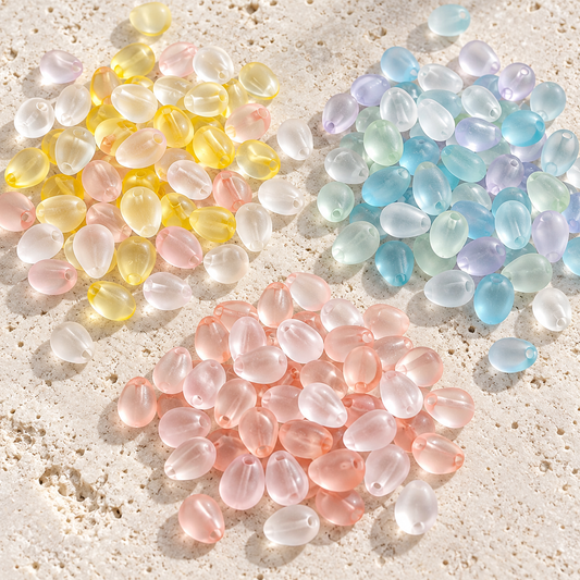 ✨【NEW】Pastel Dew｜Frosted Teardrop Glass Beads for DIY Bracelet Jewelry Making — original studio product photograph