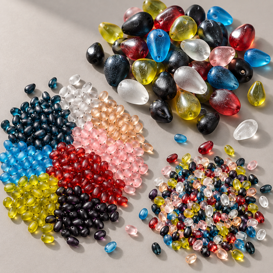 ✨【NEW】Twilight Dew｜Frosted Teardrop Glass Beads for DIY Bracelet Jewelry Making — original studio product photograph