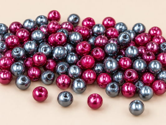 ✨【NEW】6mm Magenta Haze | Fuchsia‑Silver Pearl‑Like Glass Beads for DIY Bracelet Earring Jewelry Making — original studio product photograph