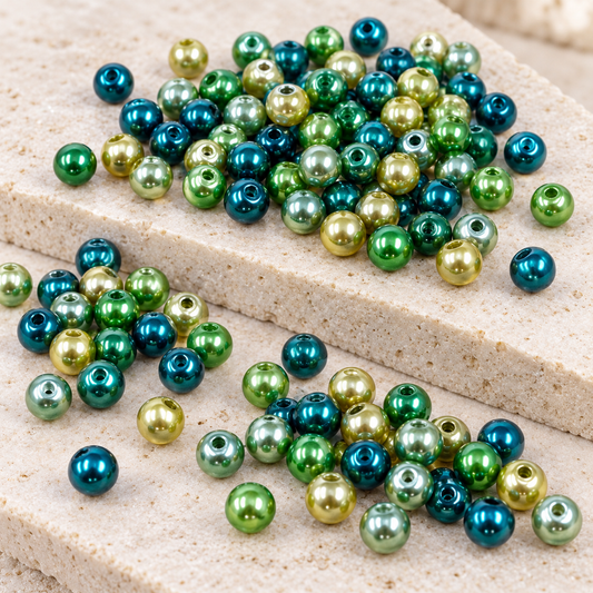 ✨【NEW】6mm Emerald Sheen | Pearl‑Like Glass Beads, Round Loose Beads for DIY Bracelet Jewelry Making — original studio product photograph