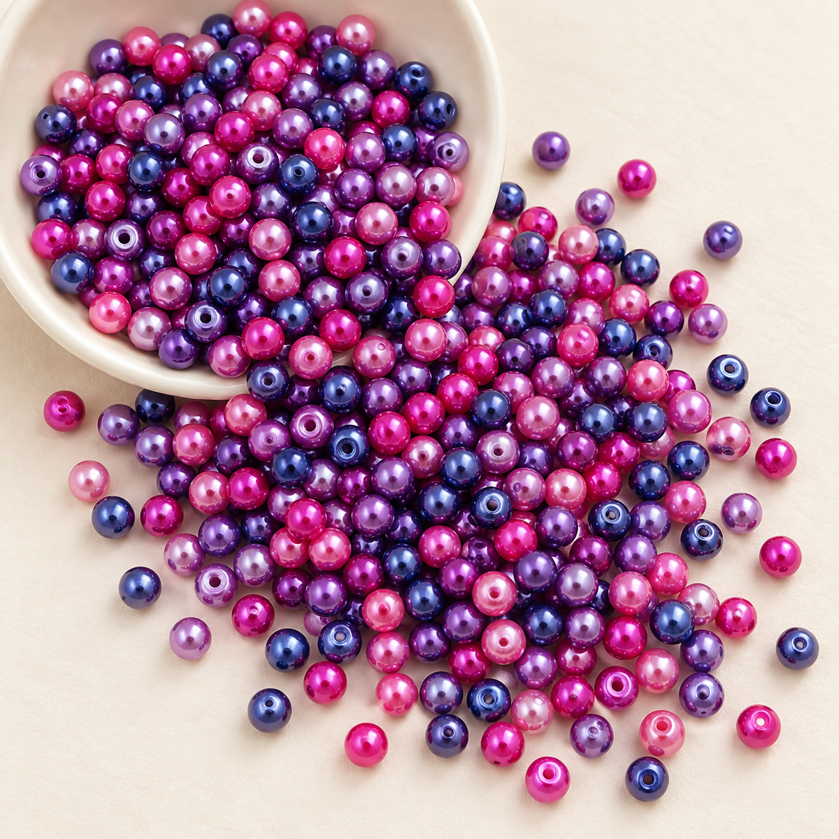 ✨【NEW】6mm Plum Lustre | Pearl‑Like Glass Beads, Round Loose Beads for DIY Bracelet Jewelry Making — original studio product photograph