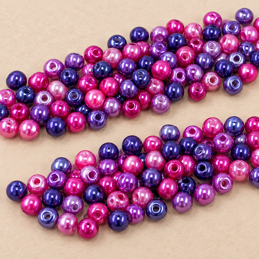 ✨【NEW】4mm Plum Lustre | Pearl‑Like Glass Beads, Round Loose Beads for DIY Bracelet Jewelry Making — original studio product photograph