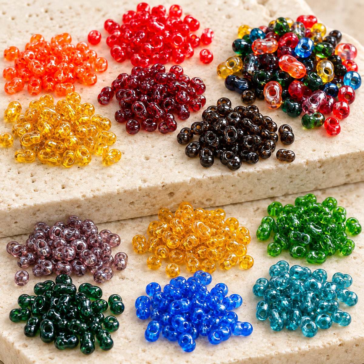 ✨【NEW】Retro Carnival Peanut | 3×6mm Semi‑Transparent Solid Dyed‑Core Glass Beads, Loose Beads for DIY Jewelry Making — original studio product photograph