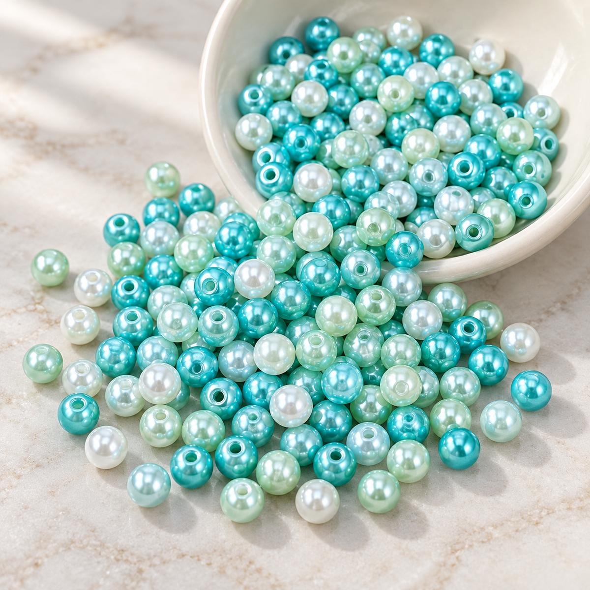 ✨【NEW】6mm Lagoon Sheen | Pearl‑Like Glass Round Beads — original studio product photograph