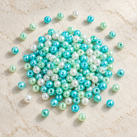 ✨【NEW】4mm Lagoon Sheen | Pearl‑Like Glass Round Beads — original studio product photograph