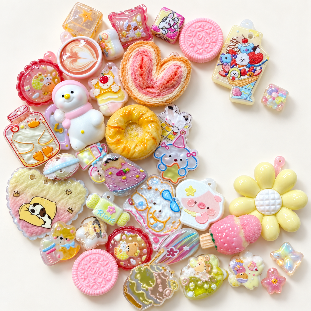 ✨【NEW】Pastry Dream | Mixed Dessert & Cartoon Acrylic Charms, Assorted Flat Pendants for DIY Jewelry Making — original studio product photograph