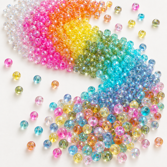 ✨【NEW】Aurora Bubble | 3mm Aurora Semi‑Transparent Flat‑Round Glass Beads, Loose Spacer Beads for DIY Jewelry Making — original studio product photograph