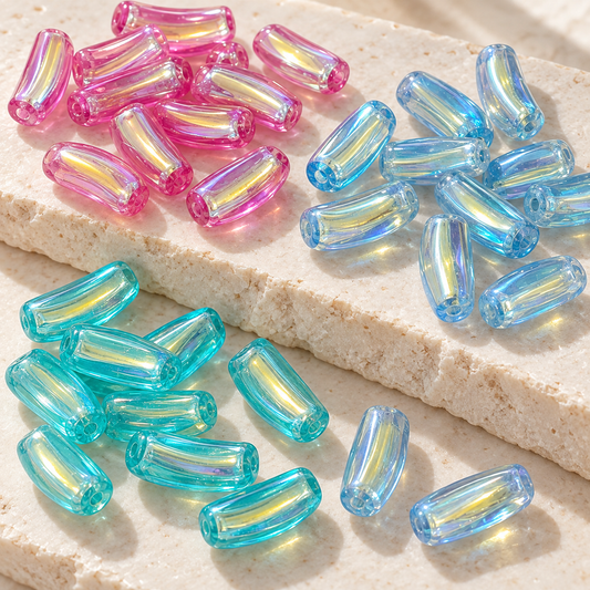 ✨【NEW】Electroplated Curved‑Cube | Glass Beads For DIY Bracelet Jewelry Making — original studio product photograph