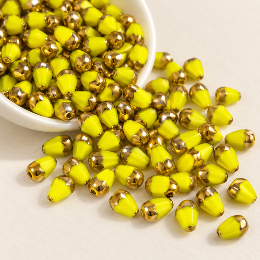 ✨【NEW|B1G1】Gold Rim Teardrop | 6×8mm Gold‑Rim Teardrop Glass Beads for DIY Bracelet Jewelry Making — original studio product photograph