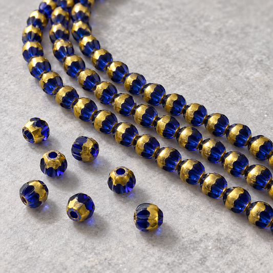 ✨【NEW|B1G1】Gold Rim Cupcake | 5mm Gold‑Rim Cupcake‑Shaped Faceted Glass Beads for DIY Bracelet Jewelry Making — original studio product photograph