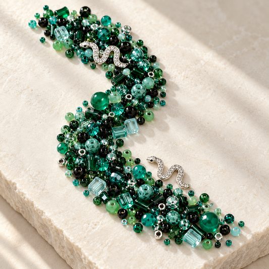 💚【NEW】Seed Bead-Shadow Grove｜Magic-Aesthetic Green-Silver Glass Beads For DIY Craft Supplies — original studio product photograph